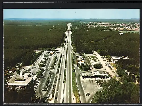 AK Nürnberg-Feucht, BAB-Raststätte aus der Vogelschau