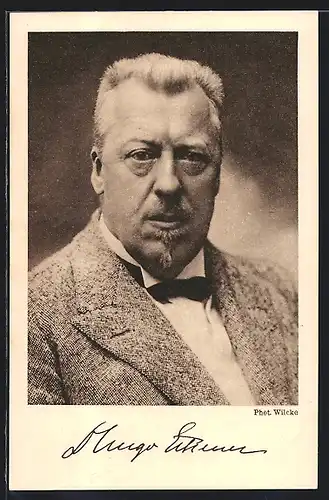 AK Portrait Hugo Eckener im grauen Anzug, Zeppelin-Eckener-Spende