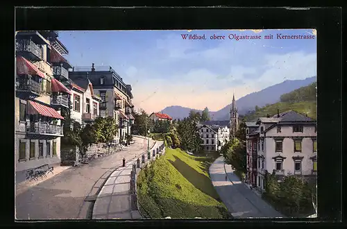 AK Wildbad, Obere Olgastrasse mit Kernerstrasse