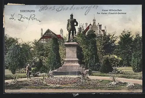 AK Dortmund, Kaiser Wilhelm Hain, Am Kaiser Friedrich-Denkmal