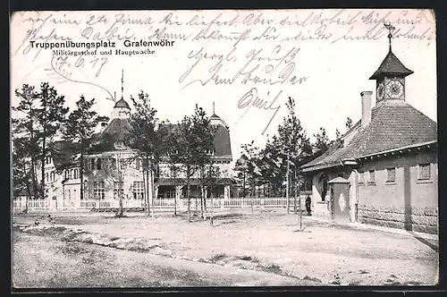 AK Grafenwöhr, Truppenübungsplatz, Ansicht vom Militärgasthof und der Hauptwache