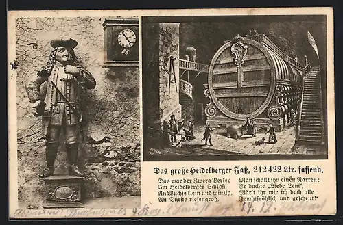 AK Heidelberg, Das grosse Fass und Zwerg Perkeo