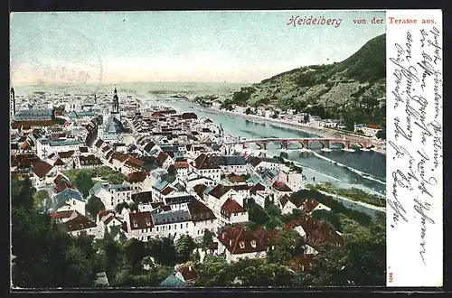 AK Heidelberg, Ortsansicht von der Terrasse aus
