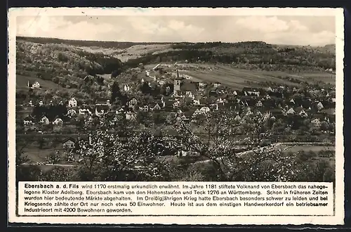 AK Ebersbach a. d. Fils, Totalansicht aus der Vogelschau