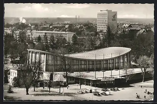 AK Karlsruhe, Ortsansicht mit Schwarzwaldhalle