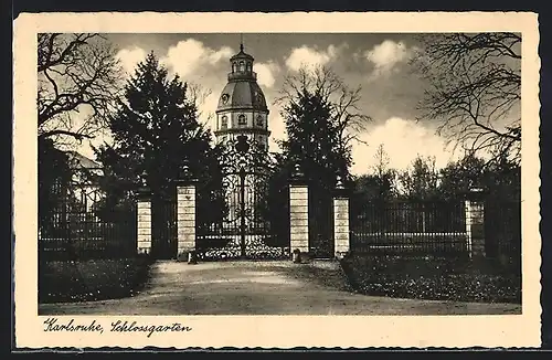 AK Karlsruhe, Blick in den Schlossgarten