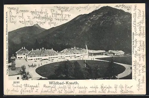 AK Wildbad-Kreuth, Ansicht des Wildbades aus der Vogelperspektive