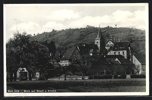 AK Bad Orb, Blick auf Stadt u. Kirche