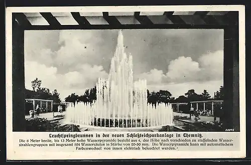 AK Chemnitz, Leuchtspringbrunnen in der neuen Schlossteichparkanlage