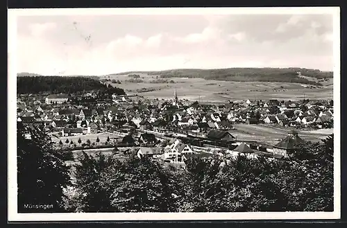 AK Münsingen, Ortsansicht aus der Vogelschau