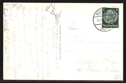 AK Münsingen, Ortsansicht aus der Vogelschau