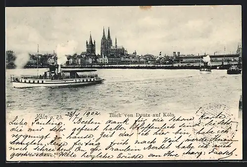 AK Köln a. Rh., Ortspanorama von Deutz aus gesehen