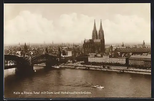 AK Köln a. Rh., Totalansicht mit Dom und Hohenzollernbrücke