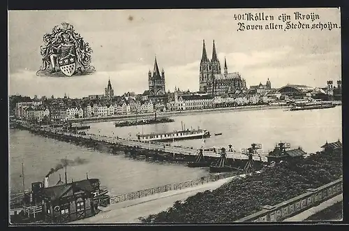 AK Köln, Panorama am Rhein