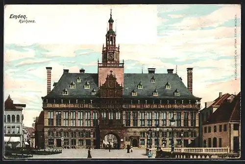 AK Emden, Blick auf das Rathaus mit den Uhrenturm