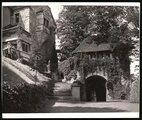 Fotografie R. Bechstein, Berlin, Ansicht Elgersburg, Burgtor und Freitreppe am Schloss Elgersburg