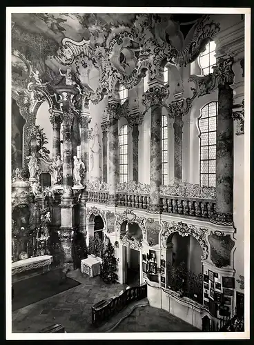 Fotografie August Zerle, München, Ansicht Wies bei Steingaden, Innenansicht der Wallfahrtskirche Wies, Blick zum Chor