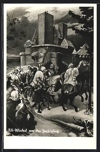 AK Bühl, Ritter in der Burg Alt-Windeck vor der Zerstörung