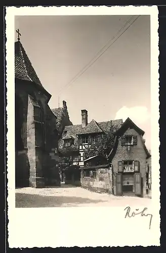 AK Altdorf b. Nbg., Ortspartie mit Kirche und Fachwerkhaus