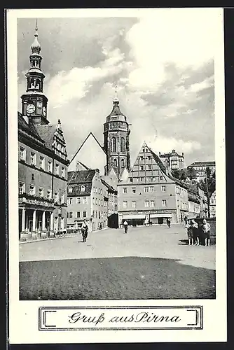 AK Pirna, Blick auf Marksplatz