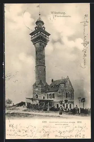 AK Würzburg, Partie am Aussichtsturm Frankenwarte