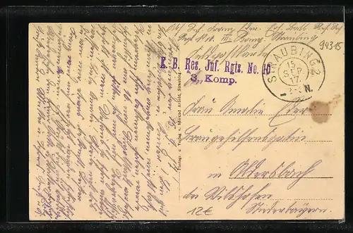 AK Straubing, Uferpartie mit Kirche