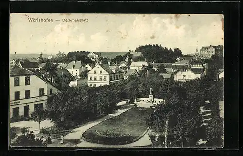 AK Wörishofen, Denkmalsplatz mit Denkmal