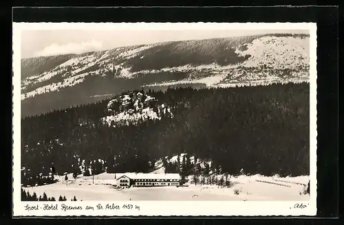 AK Bayr. Eisenstein, Sport-Hotel Brennes am Grossen Arber im Schnee