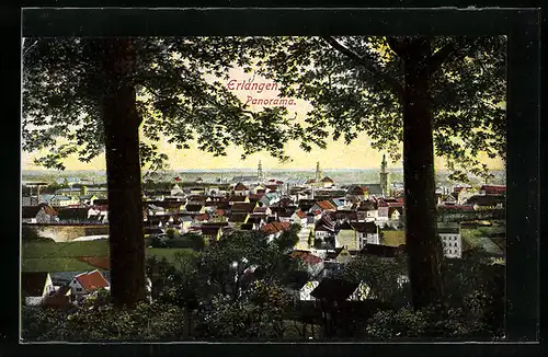 AK Erlangen, Blick vom Berg auf den Ort