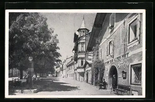 AK Schladming, Hauptplatz mit Gasthof Zur alten Post