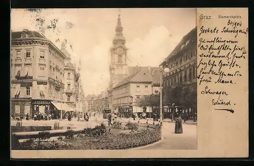 AK Graz, Blick auf den Bismarckplatz