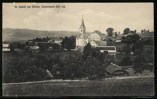 AK St. Jakob am Walde, Ortsansicht mit Kirche