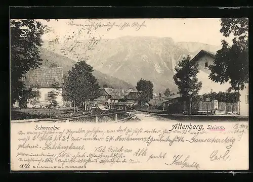 AK Altenberg, Schneealpe mit Gebirge im Hintergrund