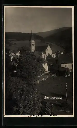 AK Spital /Semmering, Teilansicht mit Kirche aus der Vogelschau