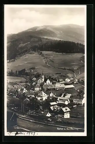 AK Spital /Semmering, Gesamtansicht mit Umgebung aus der Vogelschau