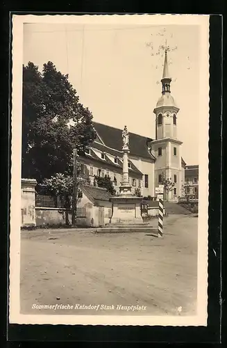 AK Kaindorf, Hauptplatz mit Säulendenkmal