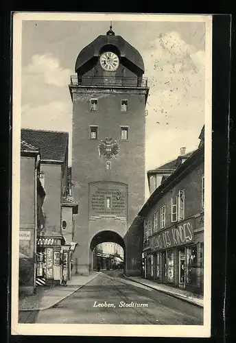 AK Leoben, Stadtturm, Strassenpartie