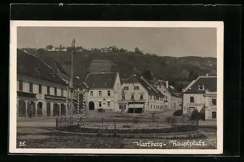 AK Hartberg, Buchbinderei & Papiergeschäft, Hutmacher Willi Kriegsauer, Hauptplatz