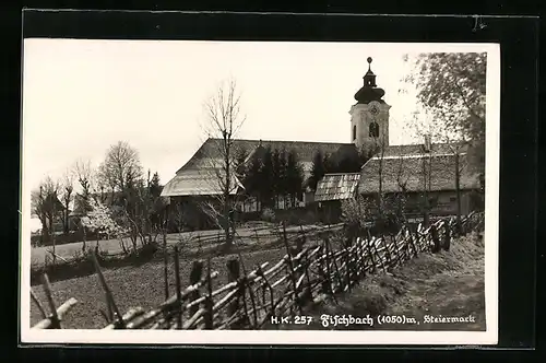 AK Fischbach, Ortspartie mit Kirche