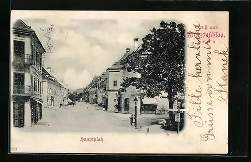 AK Mürzzuschlag, Hauptplatz mit Ladengeschäften