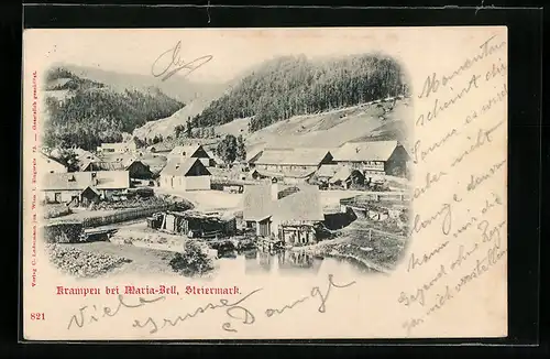 AK Krampen b. Maria-Zell, Ortsansicht aus der Vogelschau