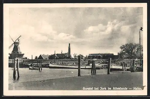 AK Borstel bei Jork, Der Hafen und Windmühle