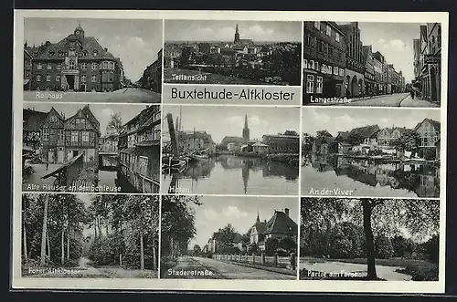 AK Buxtehude, Ansichten Rathaus, Staderstrasse, Partie am Forst