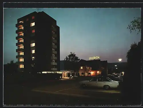 AK Elfershausen, Hotel Ullrich bei Nacht