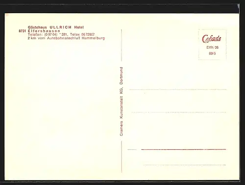 AK Elfershausen, Hotel Ullrich bei Nacht