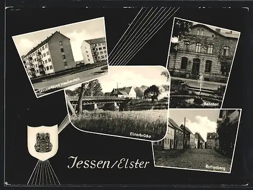 AK Jessen / Elster, Bahnhof, Rottenberg, Jessen-Nord Neubauten