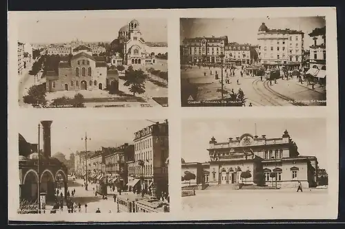 AK Sofia, Strassenpartien, Ortspartie mit Kirche
