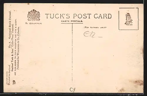 AK Colombo, National Bank Corner, Strassenbahn