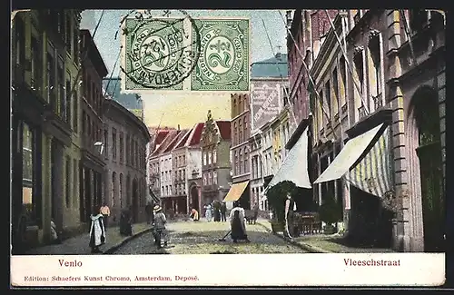 AK Venlo, Vleeschstraat, Strassenpartie im Zentrum