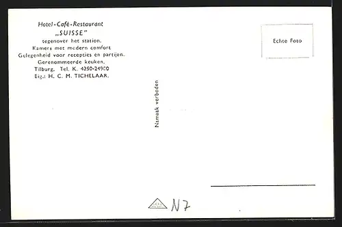 AK Tilburg, Hotel-Cafe-Restaurant Suisse, Eig. H. C. M. Tichelaar